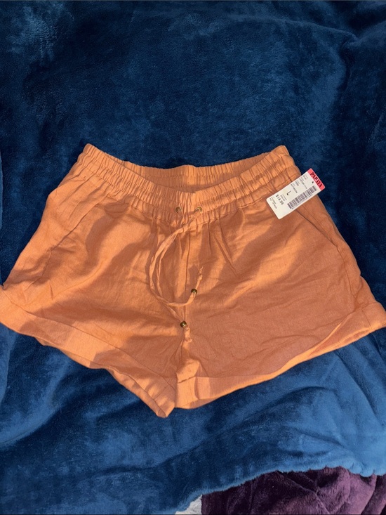 Love Tree Pants - Love Tree Peach-Orange High Waist Drawstring Shorts